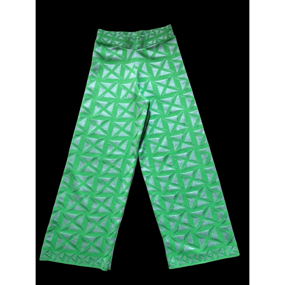 Zara Green Geometric Polyester Pants Size Small